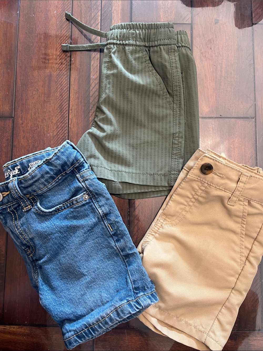 Cat & Jack Olive Green, Denim Blue & Khaki Kids Shorts Set